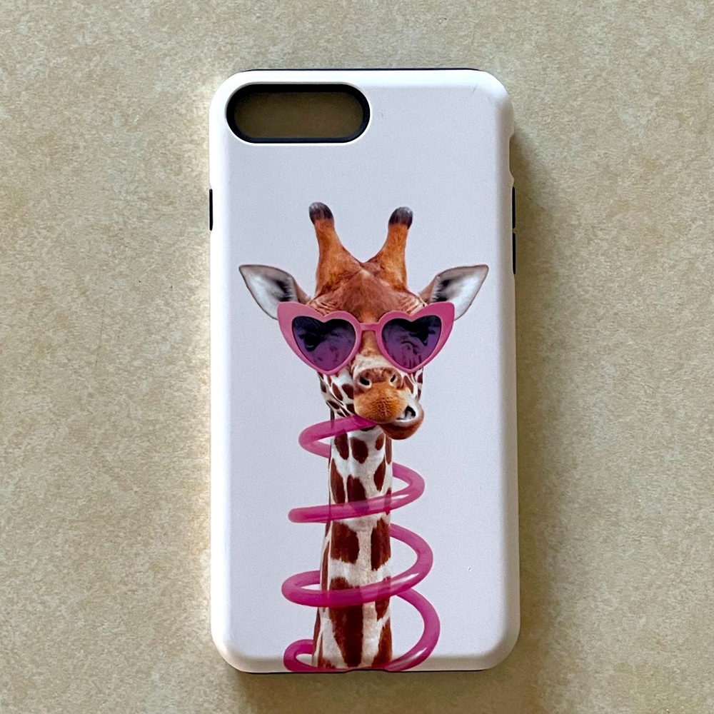 CaseApp iPhone 8 Plus Case Textured Giraffe Print Pink White Slim Matte